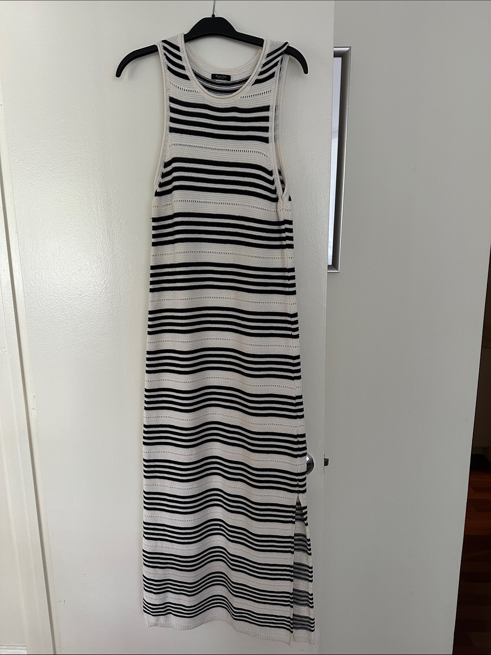 Massimo Dutti Black and White Striped Sleeveless Maxi Dress